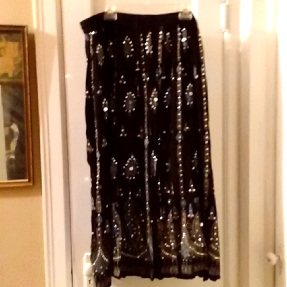 Ladies embroidered, mirrored maxi skirt